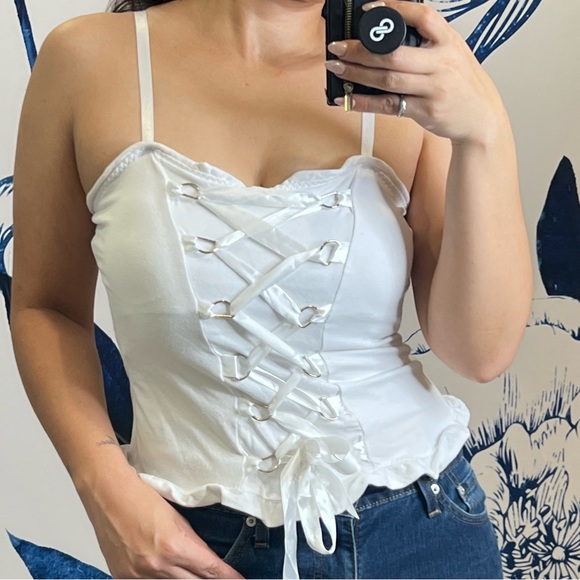 Tops White Lace Up Corset Poshmark